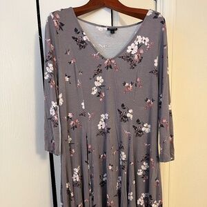 Womens Torrid Floral Print Knee-Length Swing Dress, 3/4 Sleeves, Size 1X